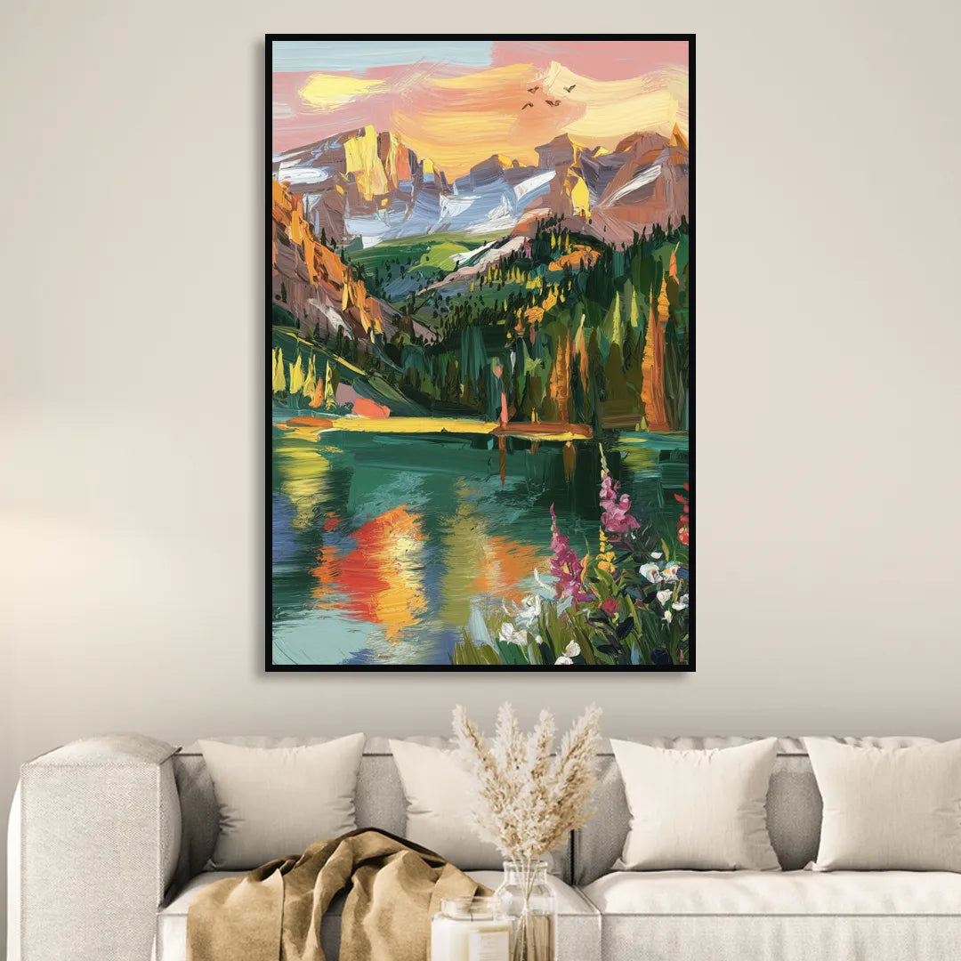 Colorado Springs Rocky Mountain Beauty Living Room - Black Canvas Wall Art