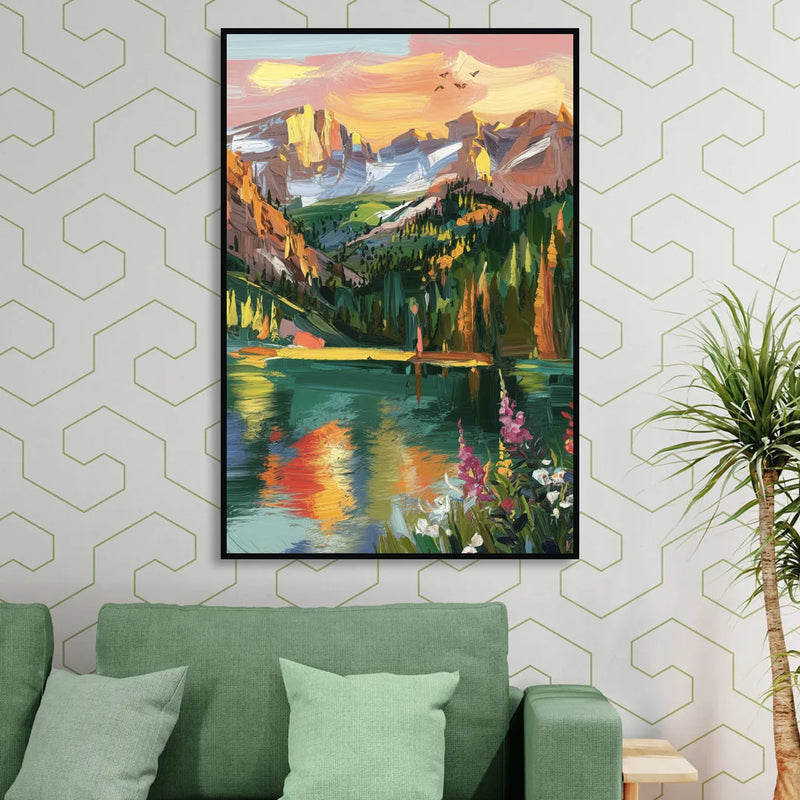 Colorado Springs Rocky Mountain Beauty Sitting Room - Black Canvas Wall Art