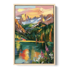 Colorado Springs Rocky Mountain Beauty - Oak Framed Canvas Wall Art - Front