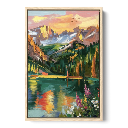Colorado Springs Rocky Mountain Beauty - Oak Framed Canvas Wall Art - Front