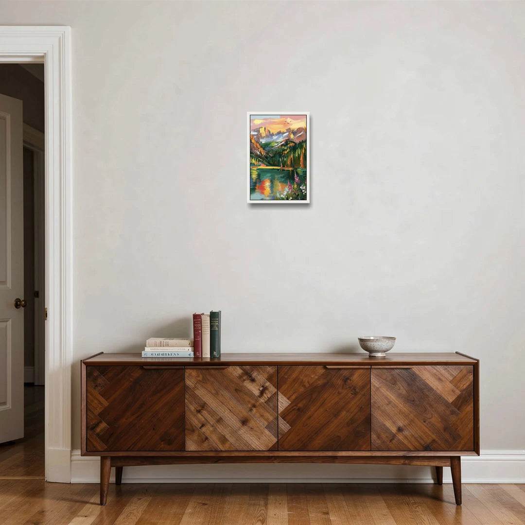 Colorado Springs Rocky Mountain Beauty - White Framed Canvas Wall Art - Coffee Table - 12x18