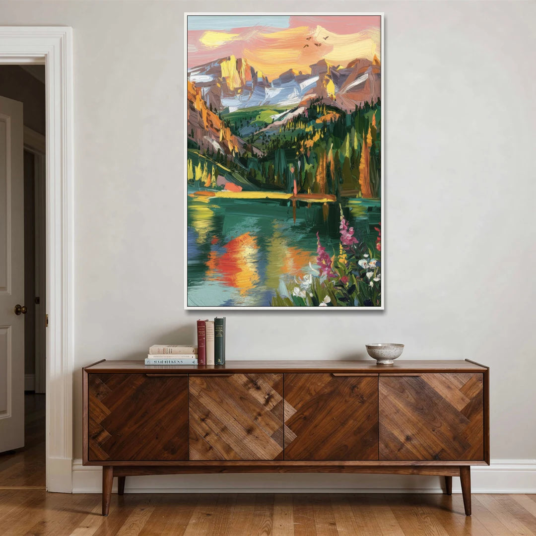 Colorado Springs Rocky Mountain Beauty - White Framed Canvas Wall Art - Coffee Table - 40x60