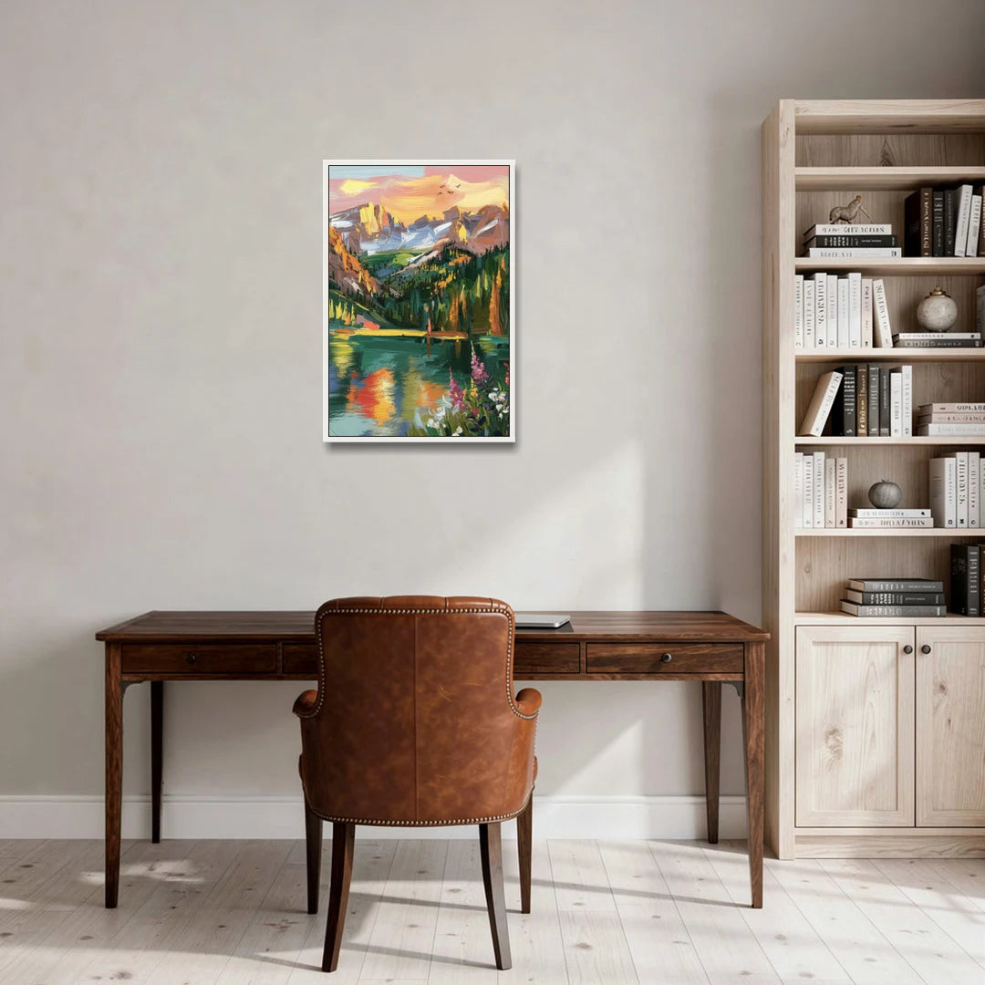 Colorado Springs Rocky Mountain Beauty - White Framed Canvas Wall Art - Office - 20x30