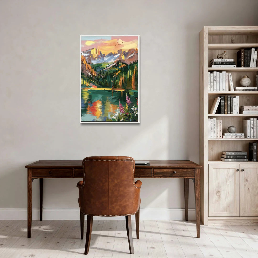 Colorado Springs Rocky Mountain Beauty - White Framed Canvas Wall Art - Office - 24x36