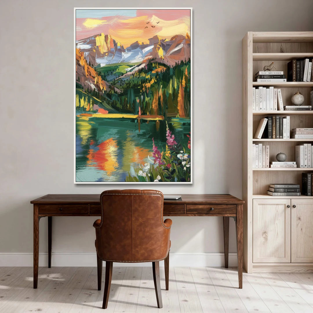 Colorado Springs Rocky Mountain Beauty - White Framed Canvas Wall Art - Office - 40x60