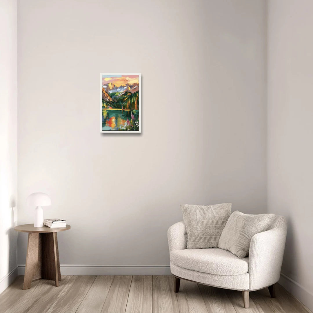 Colorado Springs Rocky Mountain Beauty - White Framed Canvas Wall Art - Sofa - 12x18