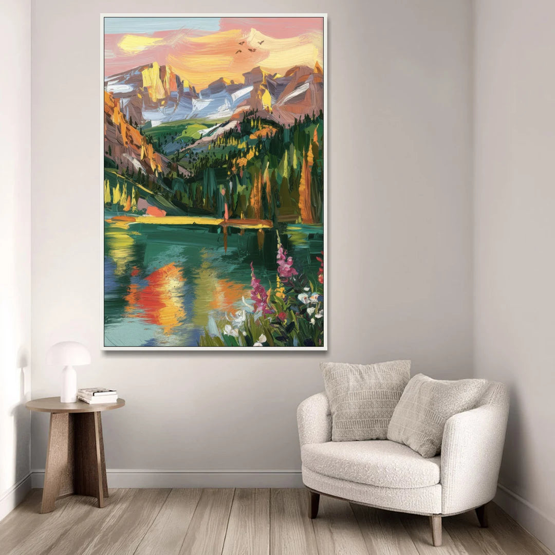 Colorado Springs Rocky Mountain Beauty - White Framed Canvas Wall Art - Sofa - 40x60