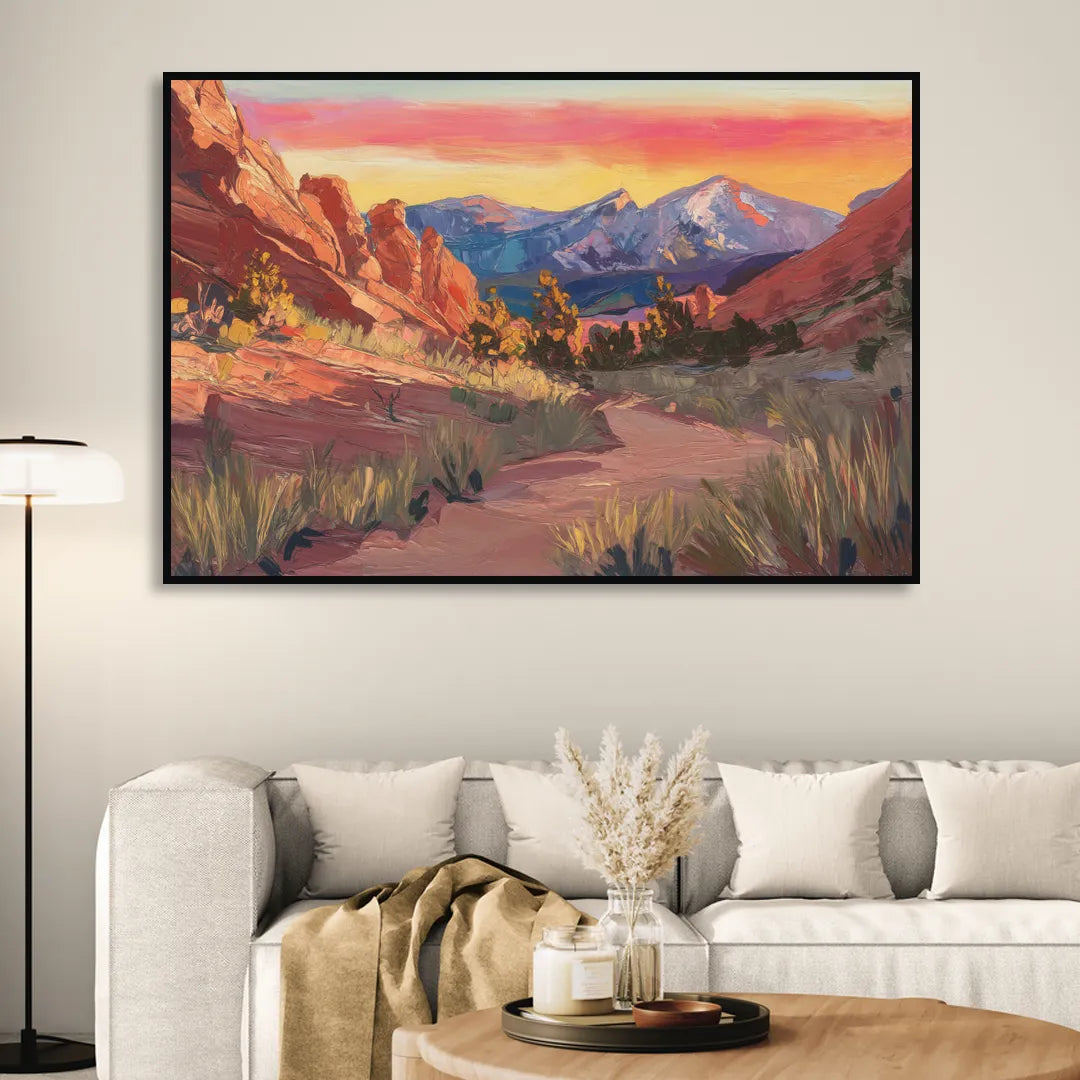Colorado Springs Scenic Trails Living Room - Black Canvas Wall Art