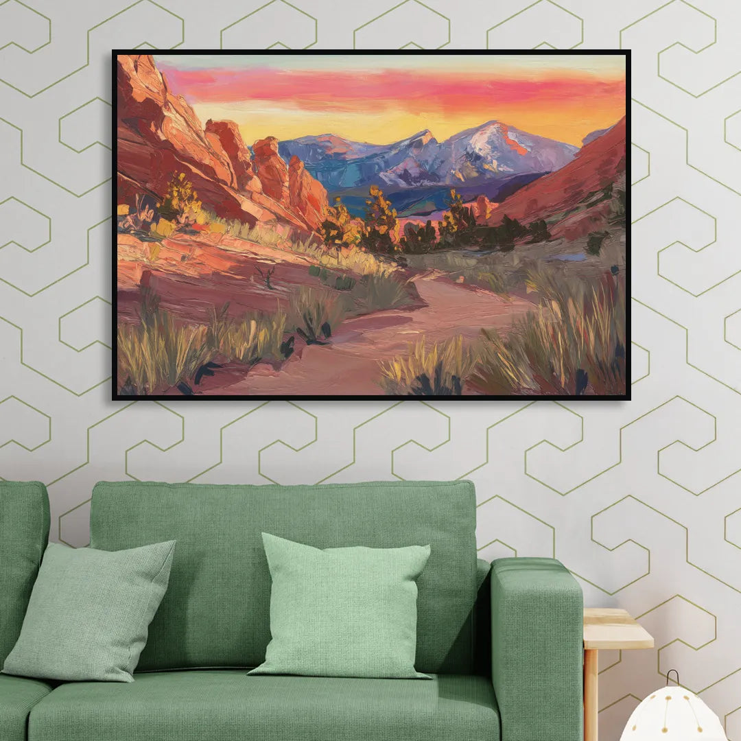 Colorado Springs Scenic Trails Sitting Room - Black Canvas Wall Art