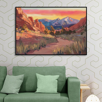 Colorado Springs Scenic Trails Sitting Room - Black Canvas Wall Art