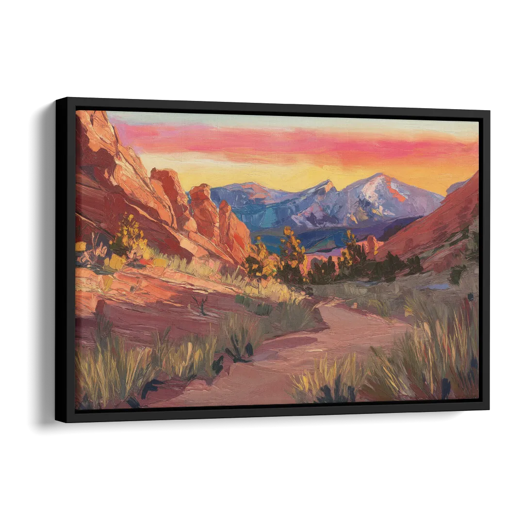 Colorado Springs Scenic Trails Side - Black Canvas Wall Art