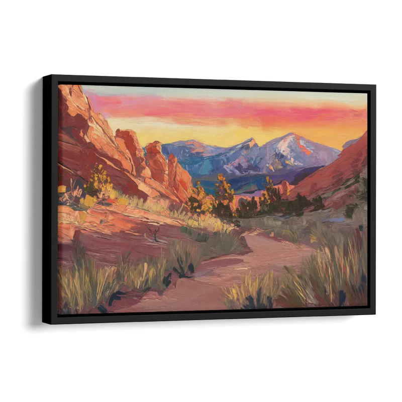Colorado Springs Scenic Trails Side - Black Canvas Wall Art