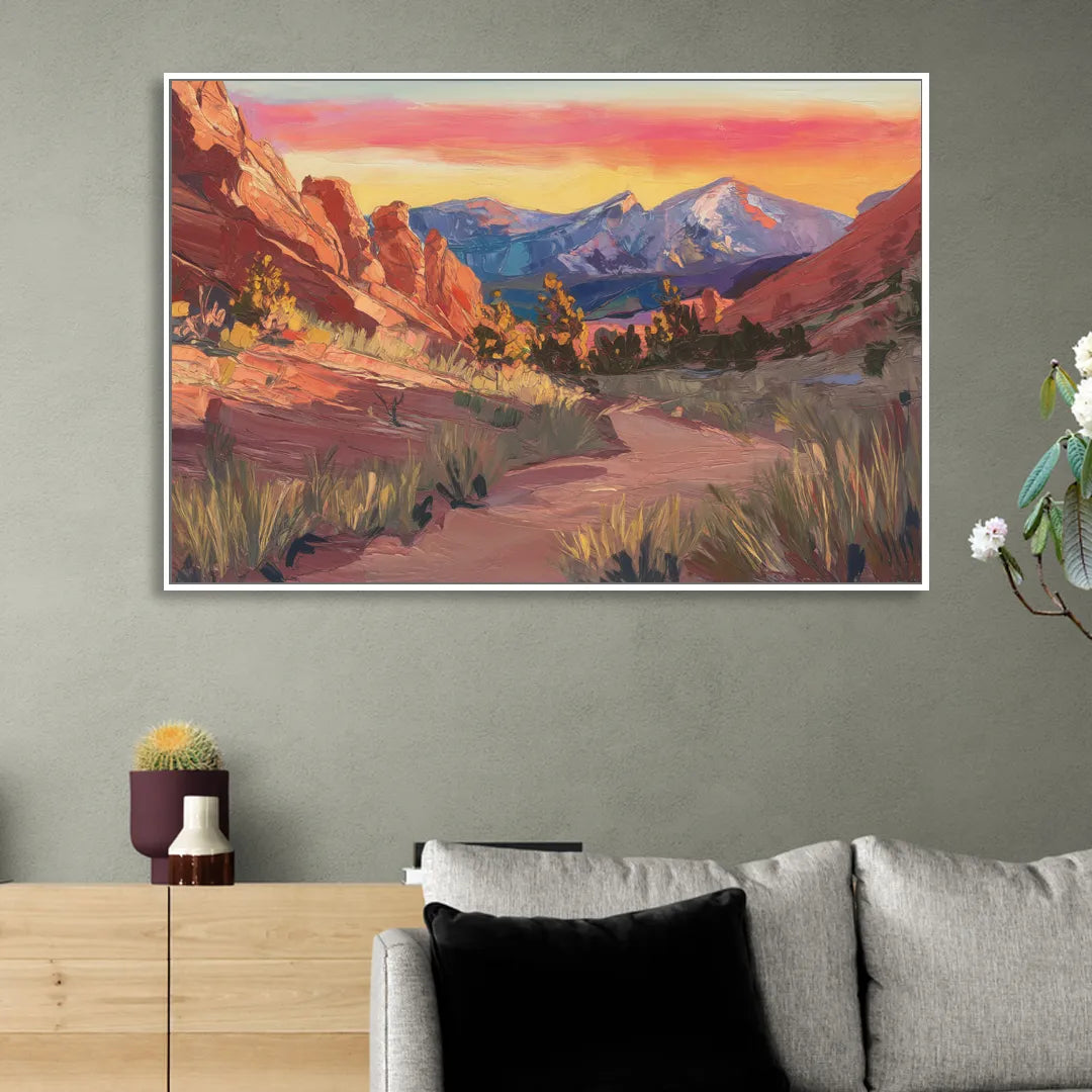 Colorado Springs Scenic Trails Sitting Room - White Canvas Wall Art