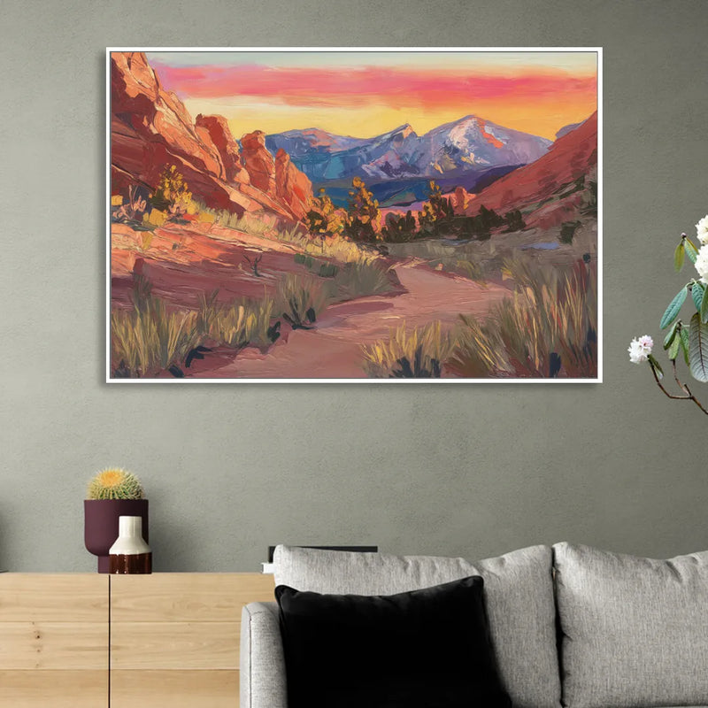 Colorado Springs Scenic Trails Sitting Room - White Canvas Wall Art