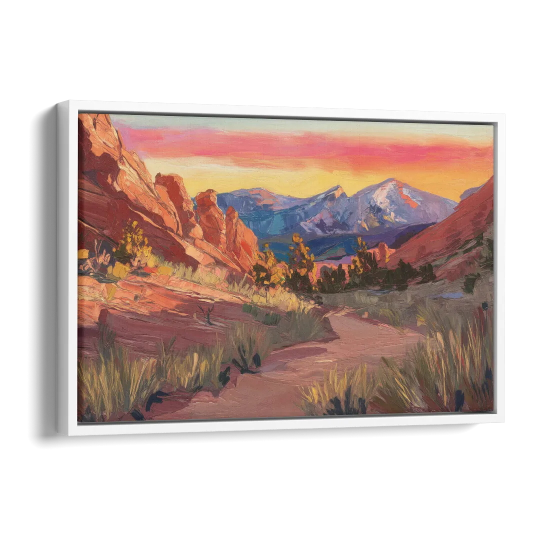 Colorado Springs Scenic Trails Side - White Canvas Wall Art