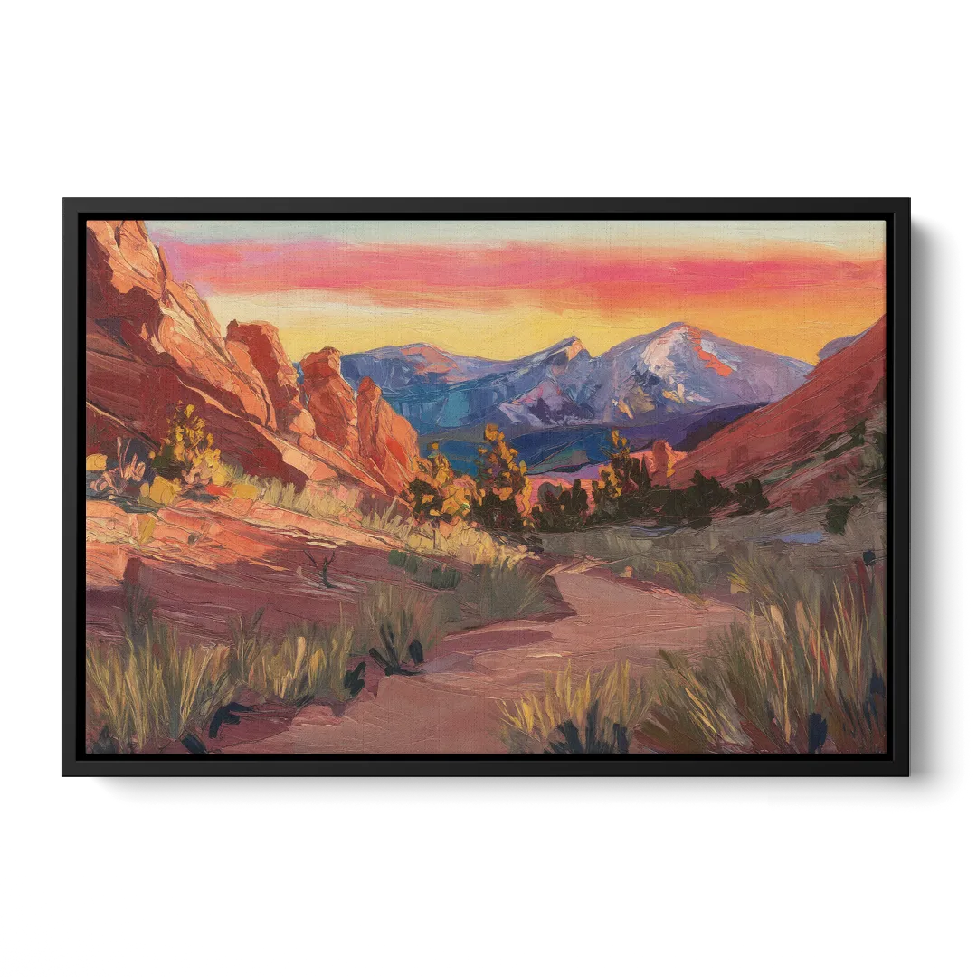 Colorado Springs Scenic Trails Front - Black Canvas Wall Art