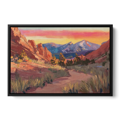 Colorado Springs Scenic Trails Front - Black Canvas Wall Art