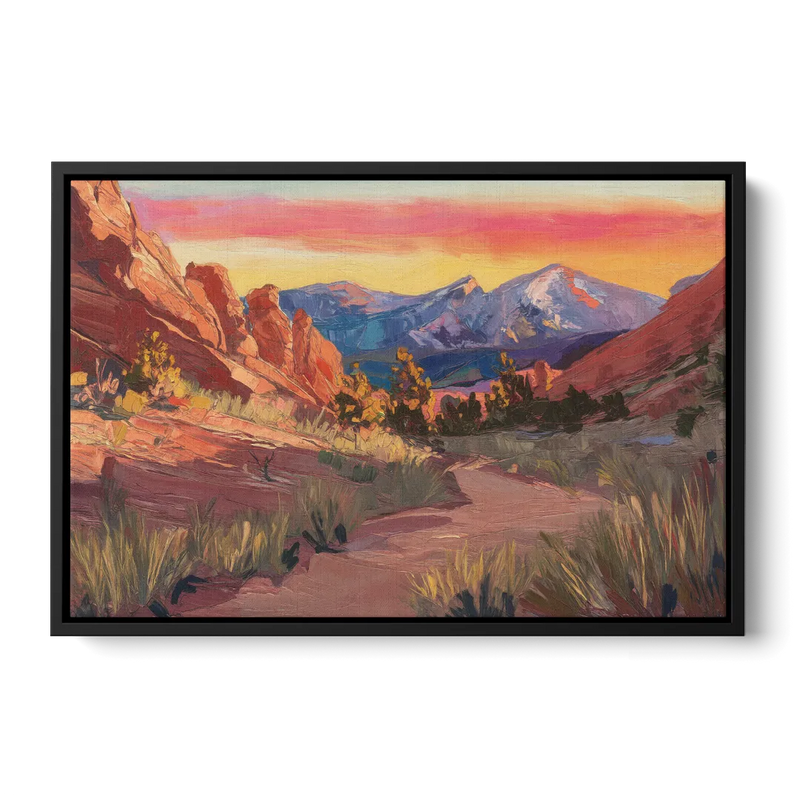 Colorado Springs Scenic Trails Front - Black Canvas Wall Art