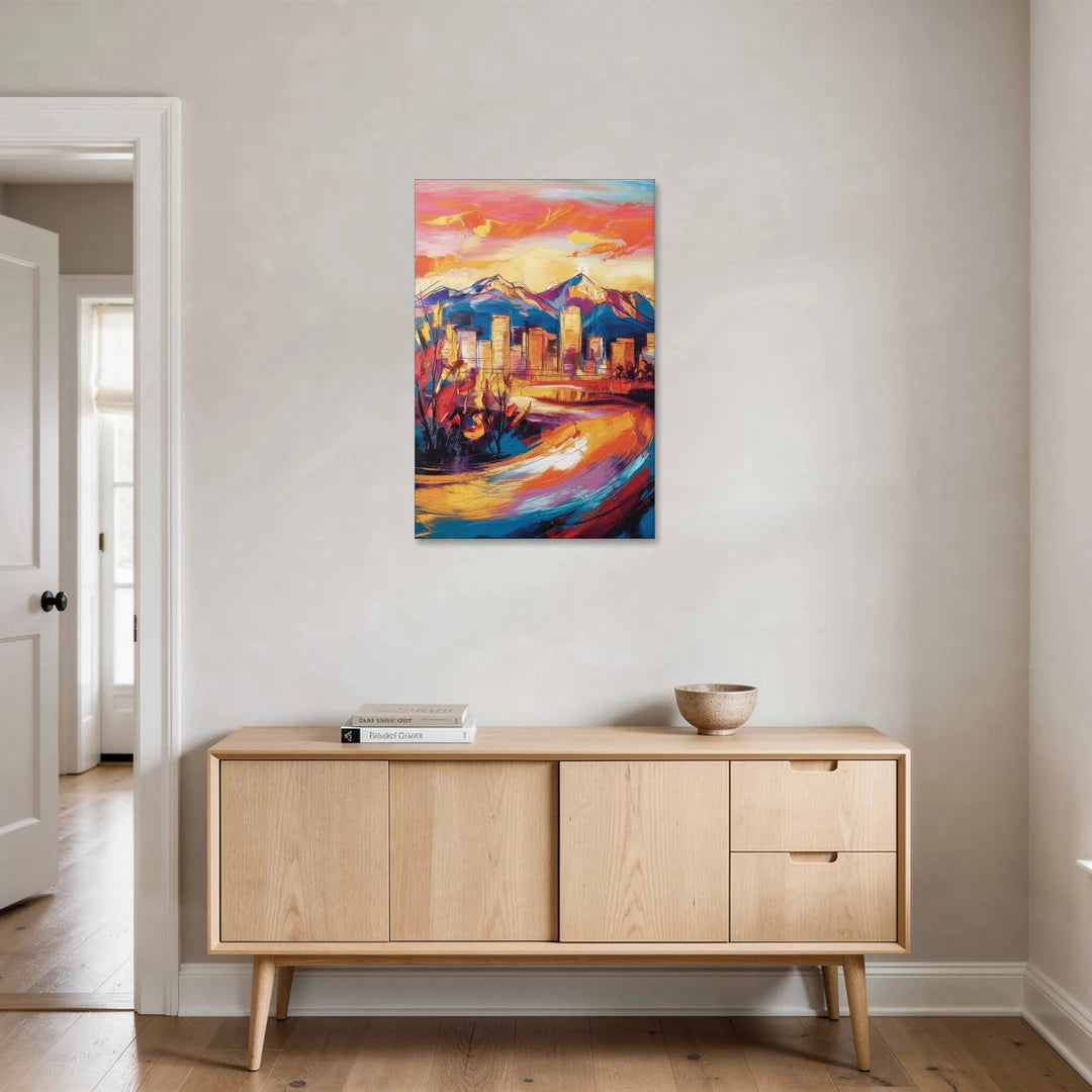 Colorado Springs Skyline Sunset - Canvas Wall Art - Coffee Table - 24x36