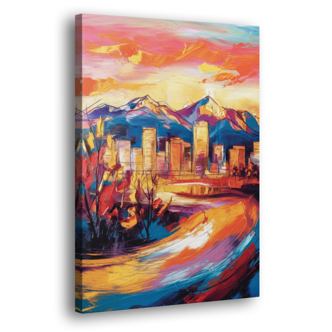 Colorado Springs Skyline Sunset - Canvas Wall Art - Side