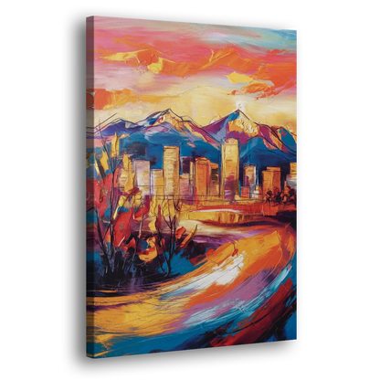 Colorado Springs Skyline Sunset Side - Canvas Wall Art