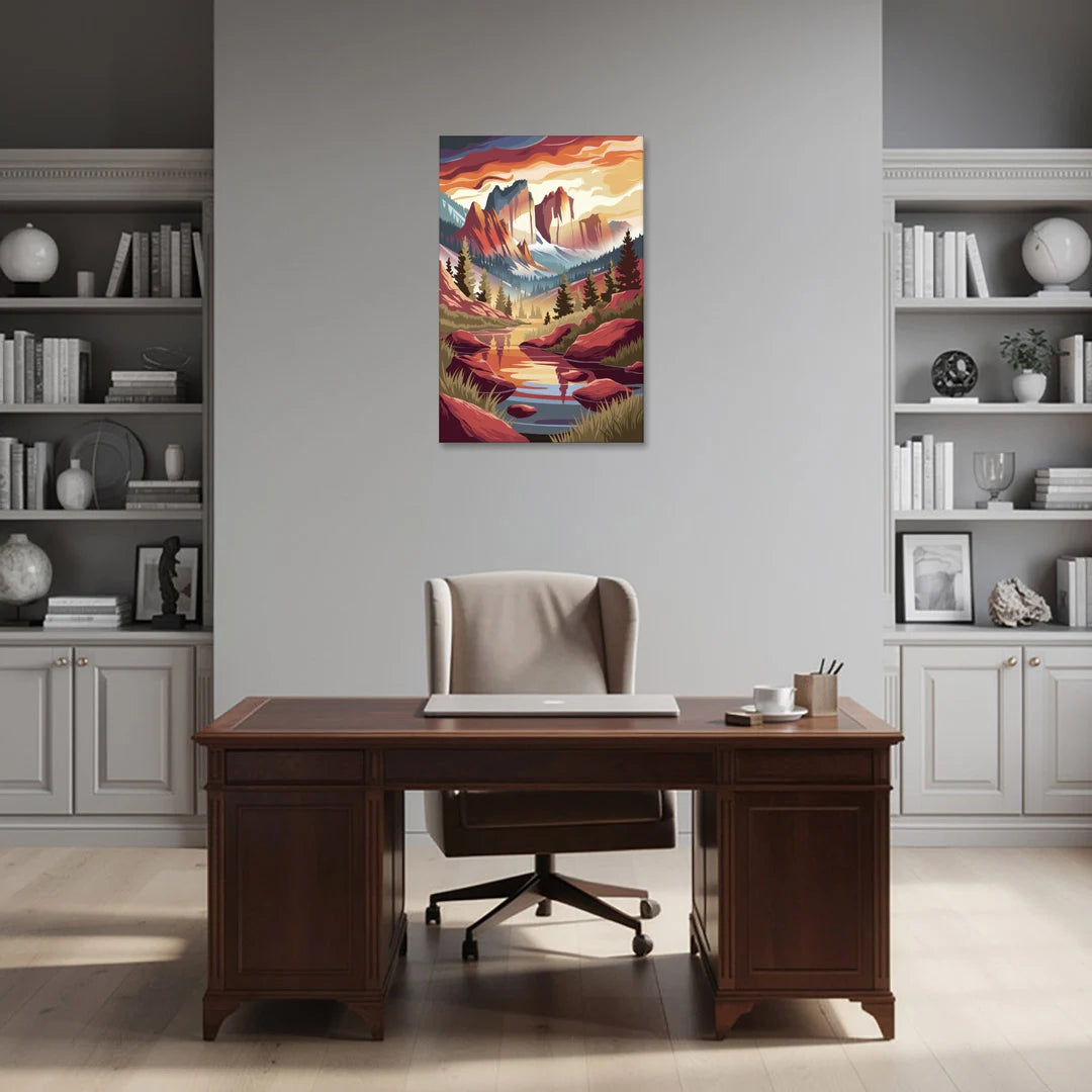 Colorado Springs Sunrise Over Peaks - Canvas Wall Art - Office - 24x36
