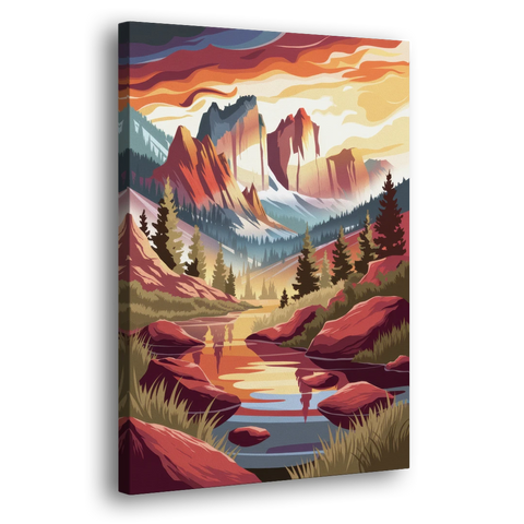 Colorado Springs Sunrise Over Peaks - Canvas Wall Art - Side