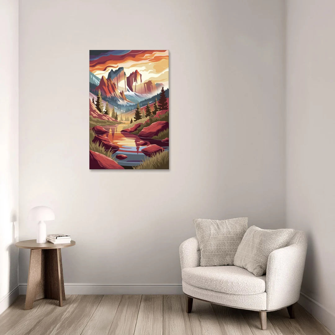 Colorado Springs Sunrise Over Peaks - Canvas Wall Art - Sofa - 24x36