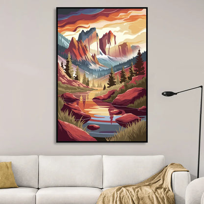 Colorado Springs Sunrise Over Peaks Sitting Room - Black Canvas Wall Art