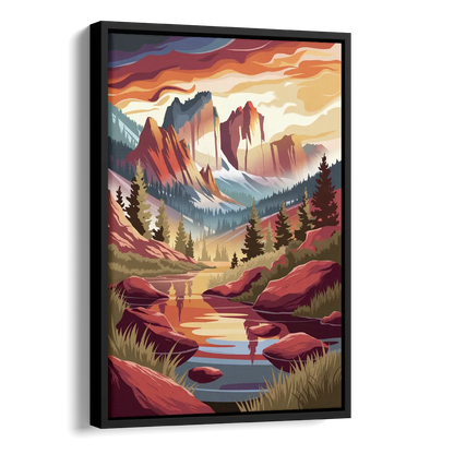 Colorado Springs Sunrise Over Peaks Side - Black Canvas Wall Art