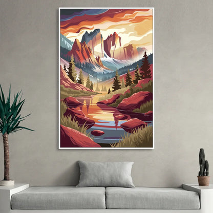 Colorado Springs Sunrise Over Peaks Sitting Room - White Canvas Wall Art