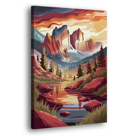 Colorado Springs Sunrise Over Peaks - Canvas Wall Art