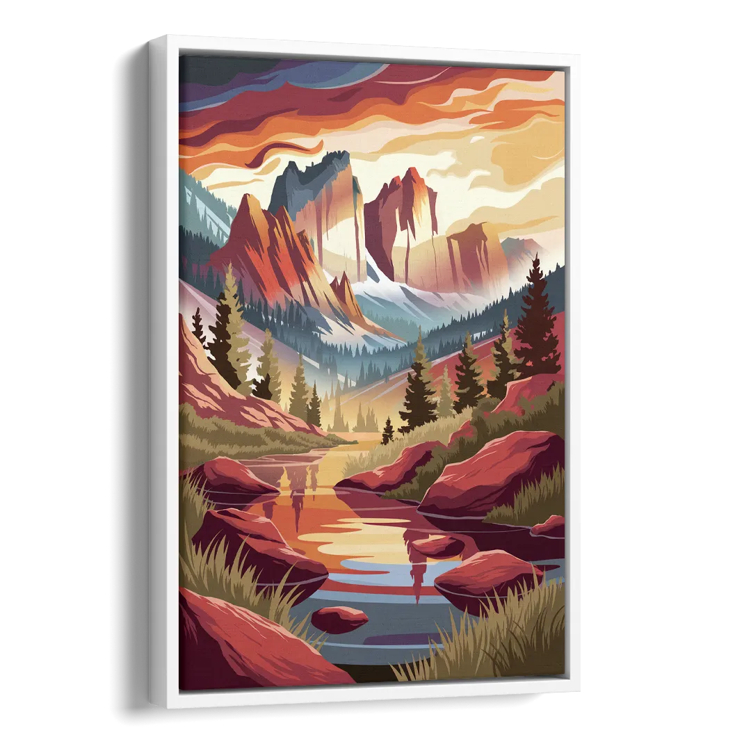 Colorado Springs Sunrise Over Peaks Side - White Canvas Wall Art