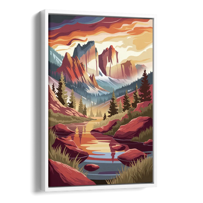 Colorado Springs Sunrise Over Peaks Side - White Canvas Wall Art