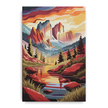 Colorado Springs Sunrise Over Peaks Front - Canvas Wall Art