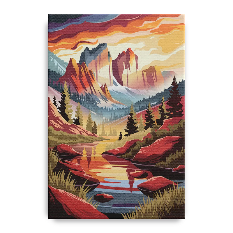 Colorado Springs Sunrise Over Peaks Front - Canvas Wall Art