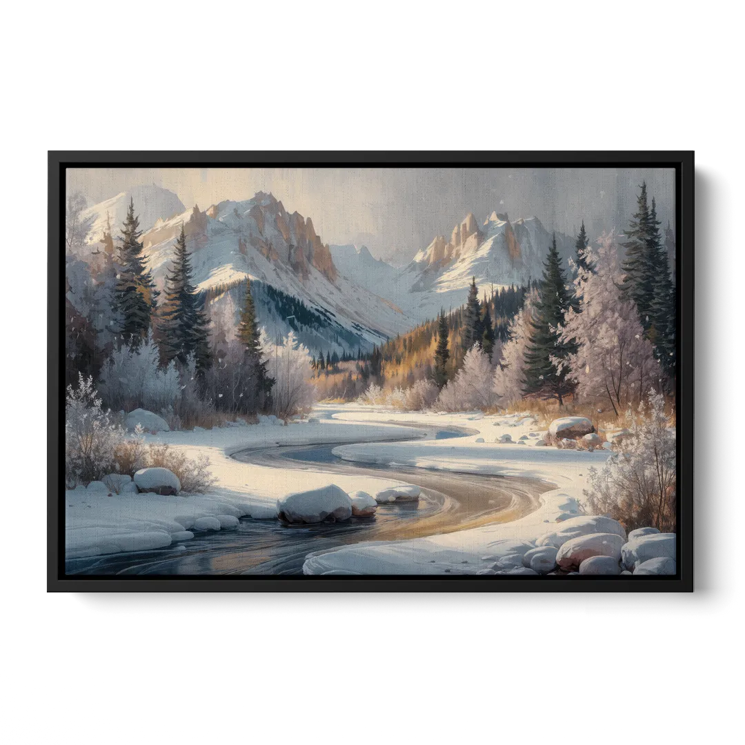 Colorado Springs Winter Wonderland Front - Black Canvas Wall Art