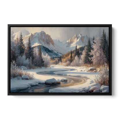 Colorado Springs Winter Wonderland Front - Black Canvas Wall Art