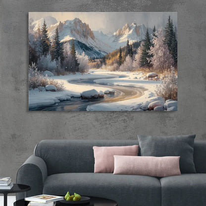Colorado Springs Winter Wonderland Living Room - Canvas Wall Art