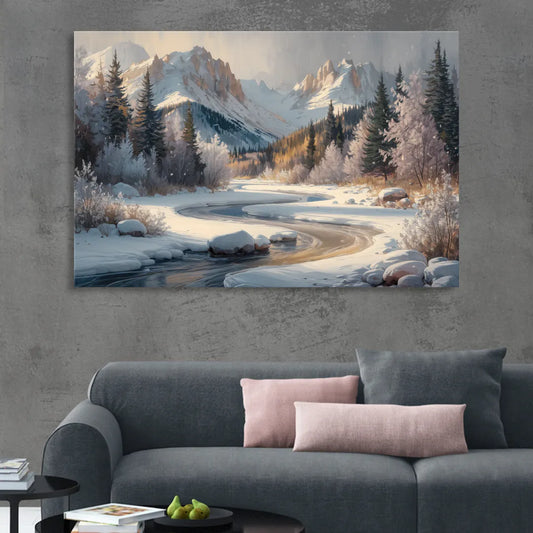 Colorado Springs Winter Wonderland Living Room - Canvas Wall Art