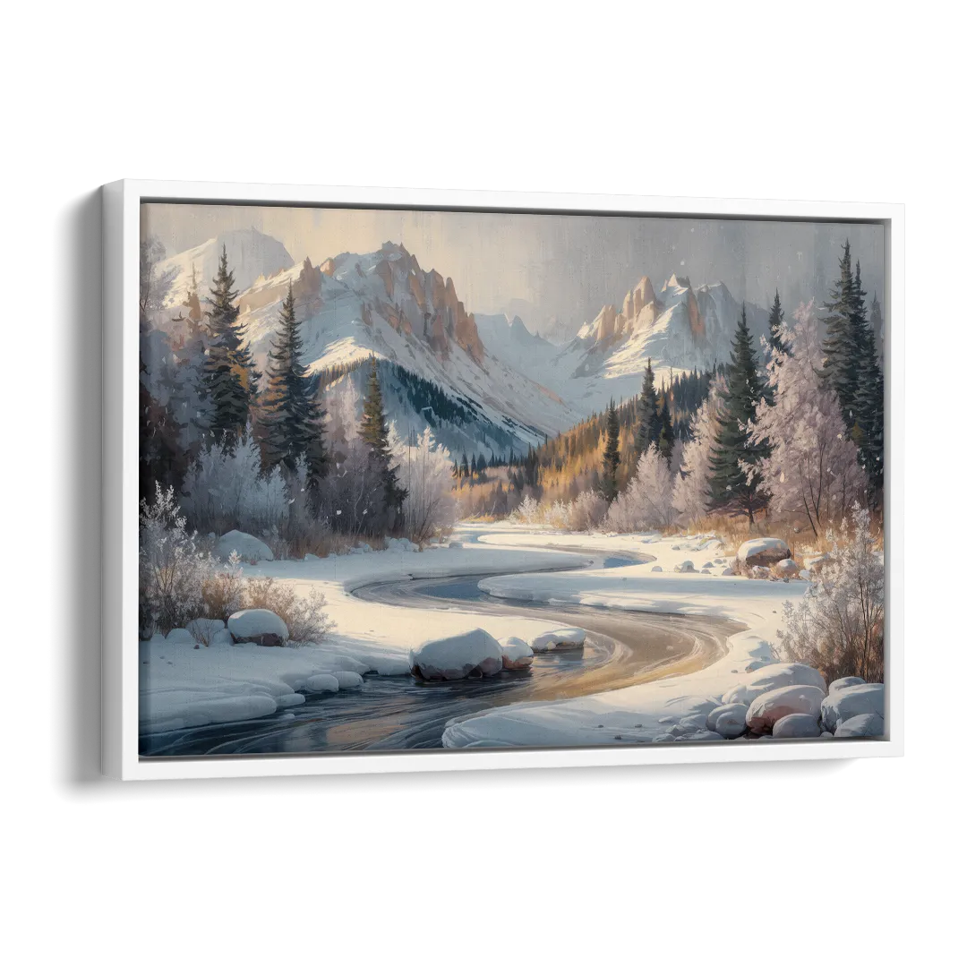 Colorado Springs Winter Wonderland Side - White Canvas Wall Art
