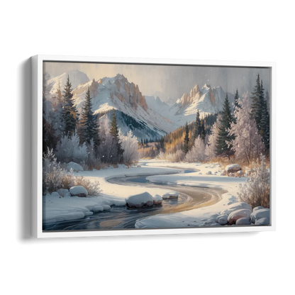 Colorado Springs Winter Wonderland Side - White Canvas Wall Art