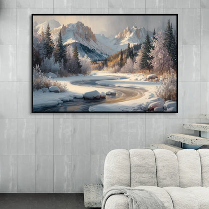 Colorado Springs Winter Wonderland Sitting Room - Black Canvas Wall Art