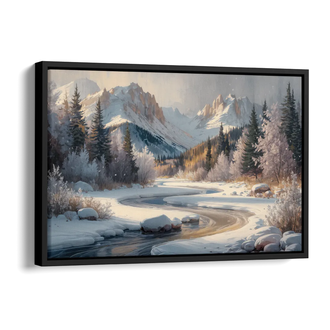 Colorado Springs Winter Wonderland Side - Black Canvas Wall Art