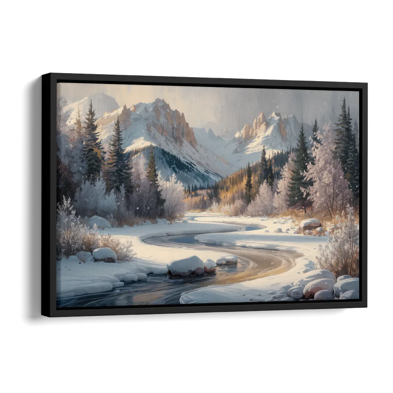 Colorado Springs Winter Wonderland Side - Black Canvas Wall Art