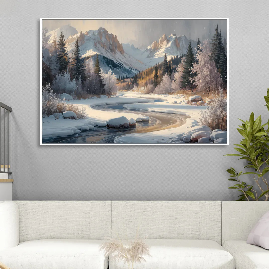 Colorado Springs Winter Wonderland Sitting Room - White Canvas Wall Art