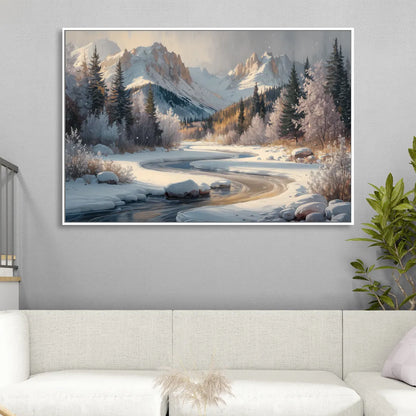Colorado Springs Winter Wonderland Sitting Room - White Canvas Wall Art