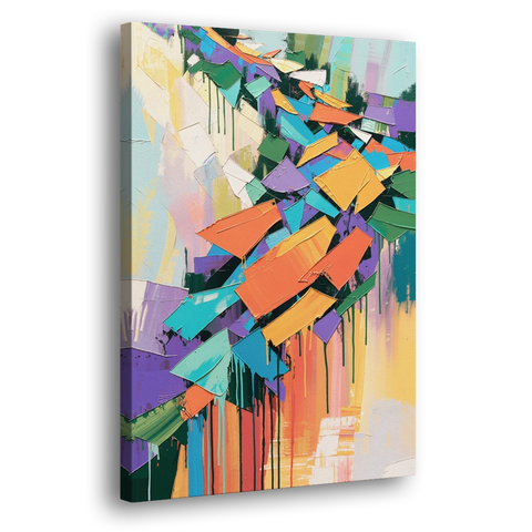 Colorful Abstract Tumbling Color Shards - Canvas Wall Art - Side