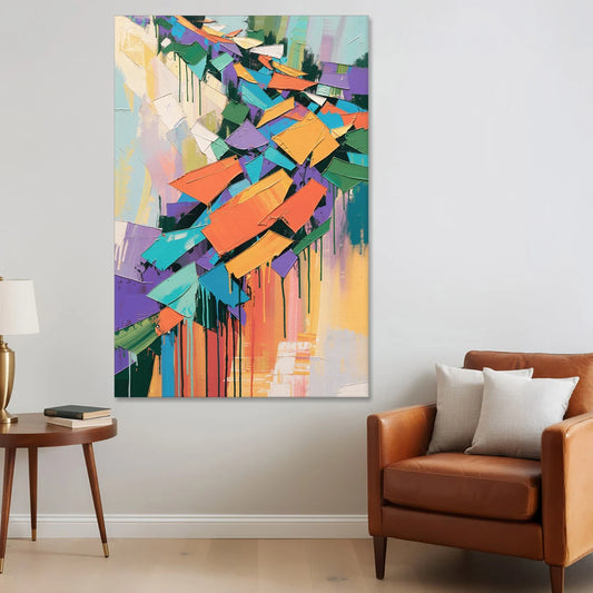 Colorful Abstract Tumbling Color Shards - Canvas Wall Art - Sofa - 40x60