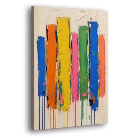 Colorful Art for the Living Room with Dripping Bars - Canvas Wall Art - Side